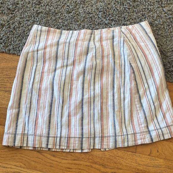 Free People Stripes On Sunday Mini Skirt Button Down Size 6 - Picture 4 of 9